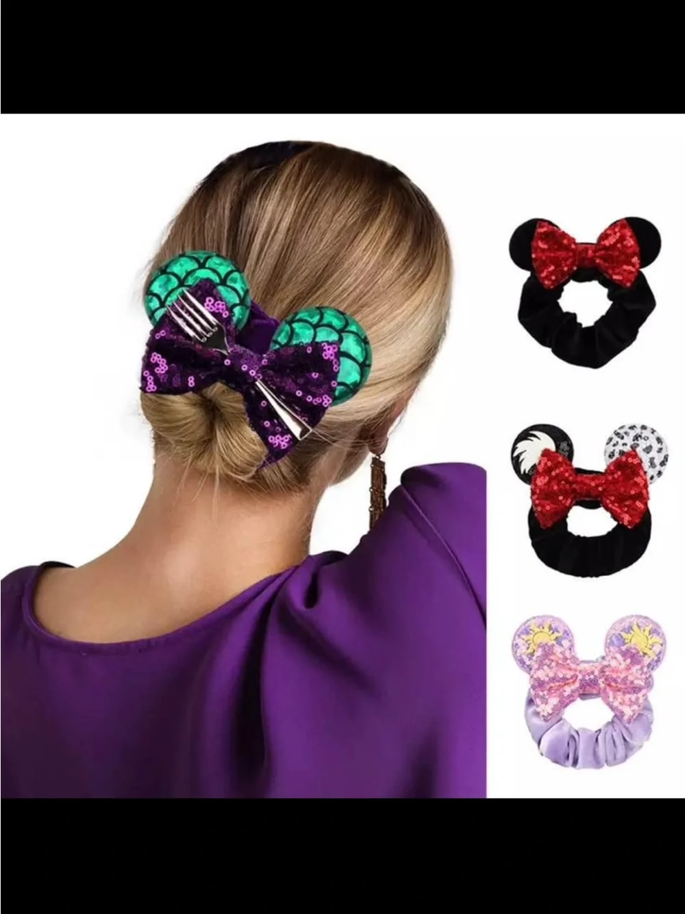 Bulk Lot- 20 Brand New High Quality Minnie Ear Hair Scrunchies-Wholesale Pricing